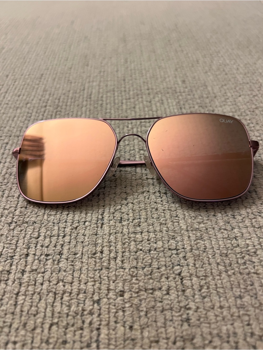QUAY Rose Gold Pink Mirrored Aviator Sunglasses